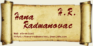 Hana Radmanovac vizit kartica